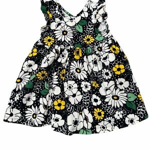 Hanna Andersson girls black white yellow floral skater pocket dress 150 US 12